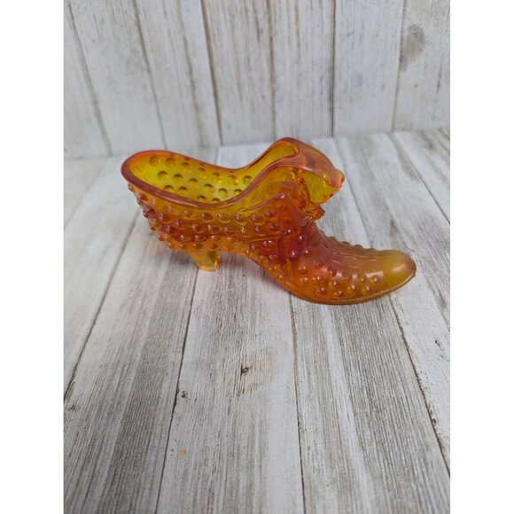 Vintage Fenton Marigold Daisy and Button Glass Shoe 5 1/2" - Picture 4 of 5